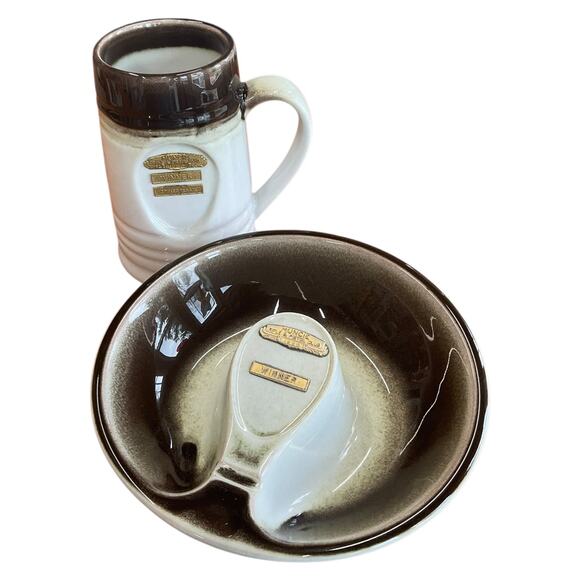Vintage 1965 Muncie Rifle and Pistol Club Ceramic Winner Trophy Mug Ashtray Set - Picture 2 of 7